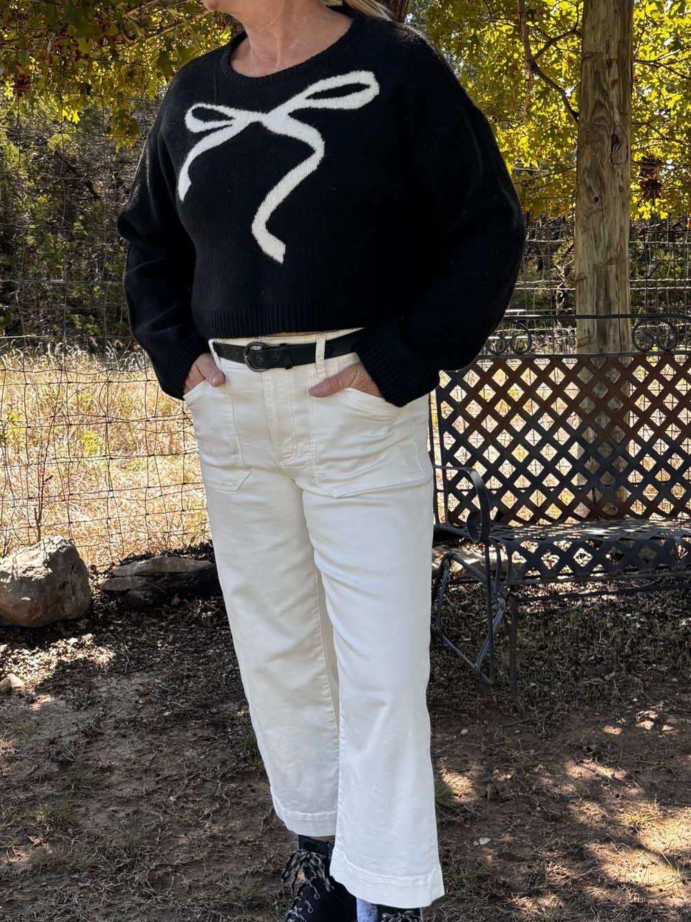 Black and White  Wild Fable Bow Sweater.